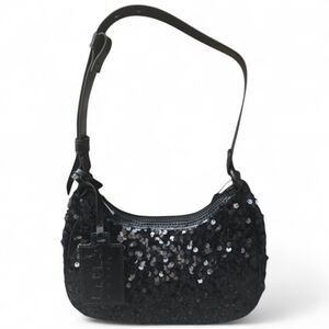 Nicole Miller Black Sequined‎ Shoulder Bag Purse NWT